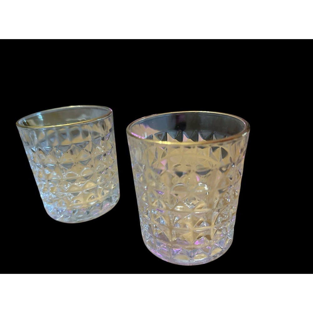 Diamonds Gold Rim Crystal Whiskey Tumbler 10oz Glasses Set Of 2 Heavy Weight - Picture 5 of 8